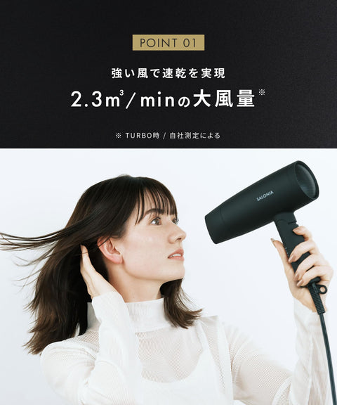 SALONIA サロニア スピーディーイオン ドライヤー 大風量 速乾 軽量 マイナスイオン ヘアドライヤー SL-013ANV ネイビー
