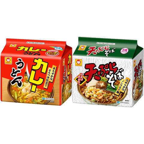Maruchan 咖喱乌冬面 天妇罗荞麦面 混装 (各1袋 5餐×2种 共计10个/乌冬面 荞麦面)袋面 即席(日式咖喱/小虾天妇罗) 盒装购买 箱子 东洋水产