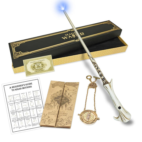 Meccol Voldemort Glowing Wand Set, Costume Accessories, Haripota, Glowing Wand, Built-In Steel Core, High Precision Engraving, Durable, Magic Wand, Time Turner Necklace, Map, Japanese Language Chart,