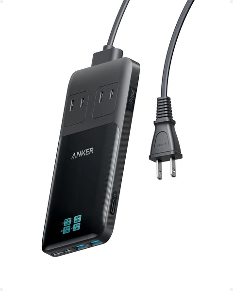 Anker Prime Charging Station (6-in-1, 140W) (Uses Anker GaN Prime Technology, 2 Outlet Sockets, 2 USB-C Ports, USB-A 2 Ports, PSE Technology Compliant), Compatible with iPhone, Galaxy, Android,