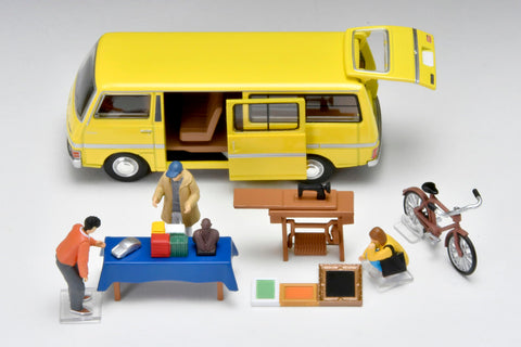 Tomytec 325246 Geo-Colle 64# Car Snap 25a Flea Market ABS Plastic PVC Doll & Accessories Set + 1/64 Scale Diecast Car Set