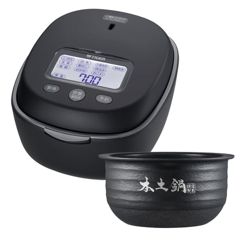 TIGER JPL-H10NK Rice Cooker, 5.5 Pieces, Earthpot Pressure IH, Pad, Foam Cooker, Made in Japan, Continuous Non-Stop Heating, Multi-Stage Pressure, 24 Hours Heat Retention, Easy Care, Black