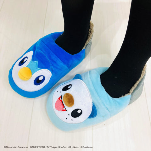 [MORIPiLO] ポケモン スリッパ 室内 ルームシューズ (ポッチャマ ミジュマル ふわもこクニャック) 23.0-25.0cm 子供 大人兼用 ぬいぐるみ グッズ 可愛い プレゼント ブルー pokemon ポケットモンスター キャラクター まくらのモリシタ
