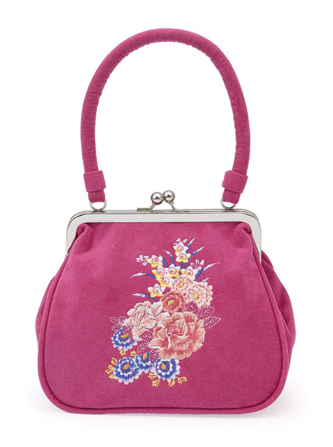 [SOUBIEN] ソウビエン バッグ がま口バッグ 卒業式 袴 振袖 桂由美 バラ 花 ラメ スエード調