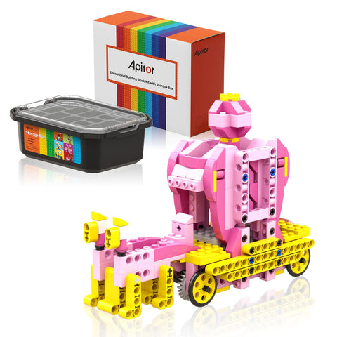 Apitor Robot G 收纳型 8合1 「粉色游乐园系列」积木套装 - 公主拼砌 机器人 玩具、带分类托盘的益智玩具 圣诞礼物生日礼物 小学生 女孩 6岁以上(含日语组装步骤图)