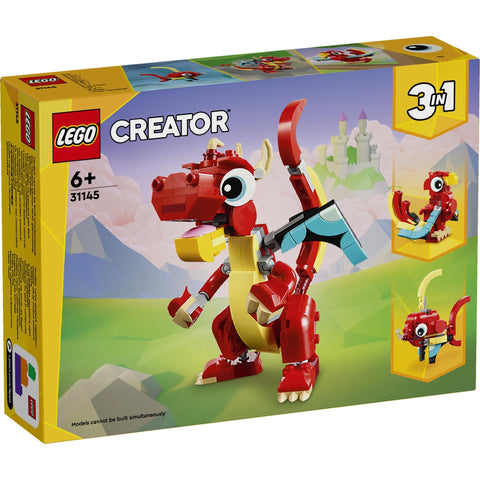 LEGO 樂高 Creator 紅龍 玩具 禮物 積木 男孩 女孩 兒童 5歲 6歲 7歲 8歲 小學生 龍 動物 動物 益智 創意 31145