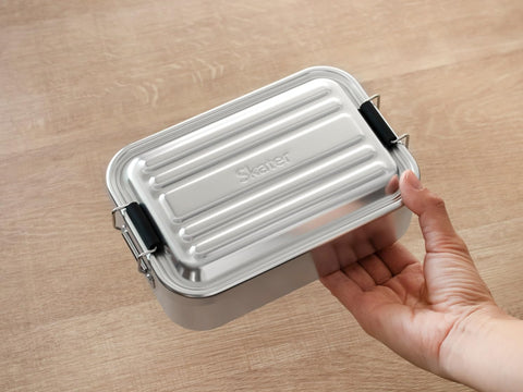 Skater AFT8B-A Aluminum Lunch Box, Fluffs Easily, Large Capacity, 28.7 fl oz (850 ml), Men, Silver