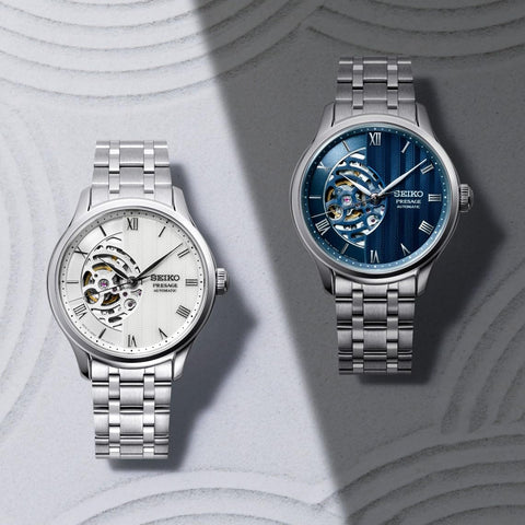 Seiko Presage Japanese Garden Open Heart Men's Watch, Dial: White (skeleton dial), Bracelet Type