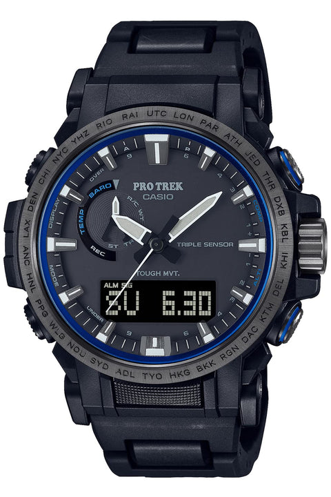 Casio PRW-61FC-1JF Men's Wristwatch, Climber Line, Radio Solar, Biomass Plastic, Black, Black/Blue (Field Composite Band), Field Composite Band / Black