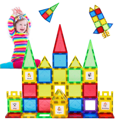 MAGBLOCK 46 Pieces Magnetic Blocks, 2.6 inches (6.5 cm), Magnetic Blocks, Children's Educational Toys, Popular Toy for Girls, Boys, Birthdays, Kindergarten, Christmas Gifts (Japanese Manual Included)