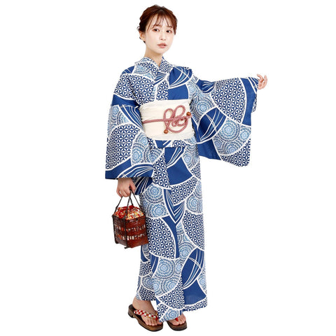 Fuuka X142333 Women's Yukata 2-Piece Set, One Size Fits All (Waist Belt, Made in Japan)