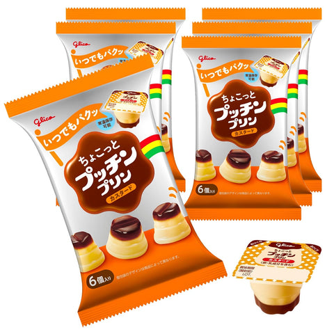 Ezaki Glico Chocotto Putchin Purin Pudding Custard, Storage at Room Temperature, Snacks, Bento Box, 4.2 oz (120 g) (0.7 oz (20 g) x 6 Packs x 6 Bags
