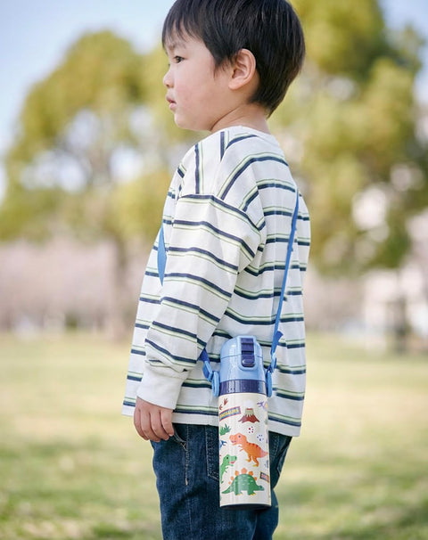 스케이터 (Skater) 어린이용 스테인리스 스틸 물병, 다이렉트 드링크, 470ml, Pan Dorobou, 어린이용, 경량, 단열 물병, 스포츠 보틀, 귀여운 어린이, 어린이, 어린이, 물병 SDC4-A