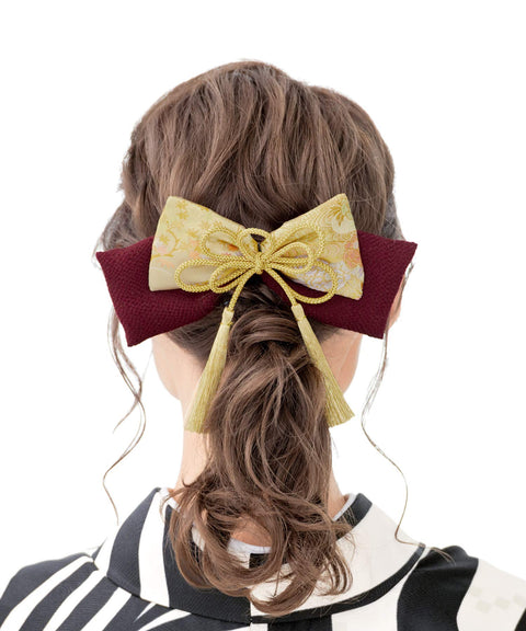 Soubien Graduation Ceremony Hair Ornament, Ribbon, Hakama, Crepe, Japanese Pattern, Tassel String Decoration, Kinuki, Coming-of-Age Ceremony, Furisode