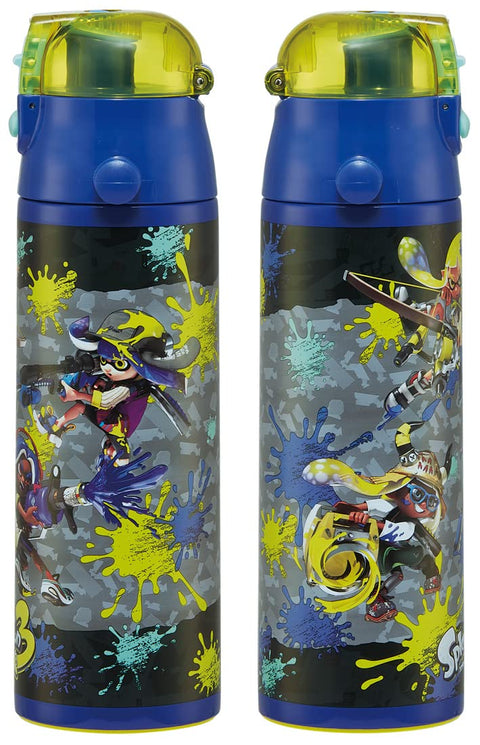 Skater SKDC6-A Children's Stainless Steel Water Bottle, 2-Way Direct Drinking, 20.8 fl oz (580 ml), Cup Drinking, 20.4 fl oz (570 ml), Splatoon 3, Lightweight Type, For Boys, Hot & Cold Water Bottle,