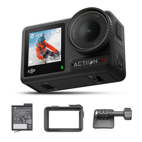 DJI Action Camera Osmo Action 4 Standard Combo, 4K/120 FPS, Waterproof, 1/1.3 Inch Sensor, Amazing Low Light Performance, 10-Bit and D-Log M, Color Performance, Long Life 1770 mAh Battery