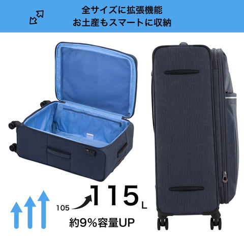 [アメリカンツーリスター] スーツケース キャリーケース スカイブレイズ SKY BLAZE スピナー76 エキスパンダブル 拡張可能 ソフトケース ブックオープニング Lサイズ 1週間以上 軽量 TSAロック 105(115) L 76cm 3.8kg