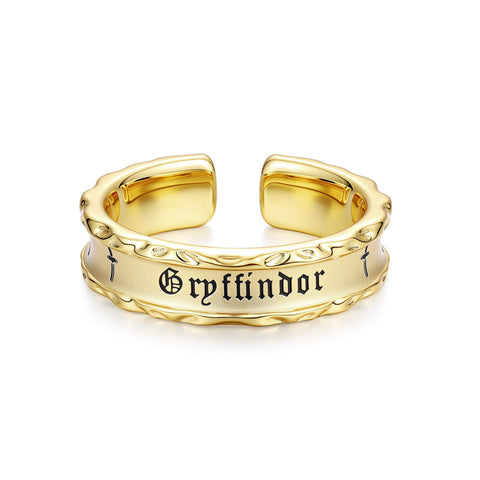 FANCIME x Harry Potter Official Collaboration Women's Men's Ring Gryffindor Slytherin Ravenclaw Hufflepuff Ring Hogwarts Four Dorm Adjustable Ring Open Rig Silver Gold Halloween Christmas Present