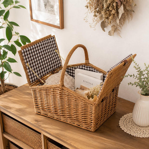 キャプテンスタッグ(CAPTAIN STAG) アウトドア ピクニックバスケット 蓋付 オーバル トランク ハウス
