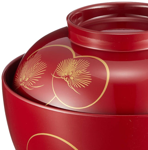 まえじゅう漆器 雑煮椀 光輪松 総朱 赤 伝統工芸 山中塗り 450ml 日本製 3T-417 φ135x115mm