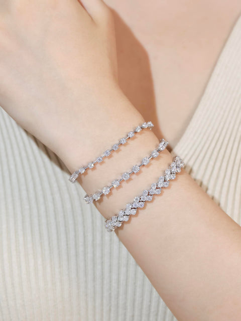 FANCIME 莫桑石 手链 女士 网球 手链 宽3mm 4mm 5mm tennis 手镯 纯银 金色 银色 S925 奖励 圣诞节 生日 纪念日 礼物 附礼品包装