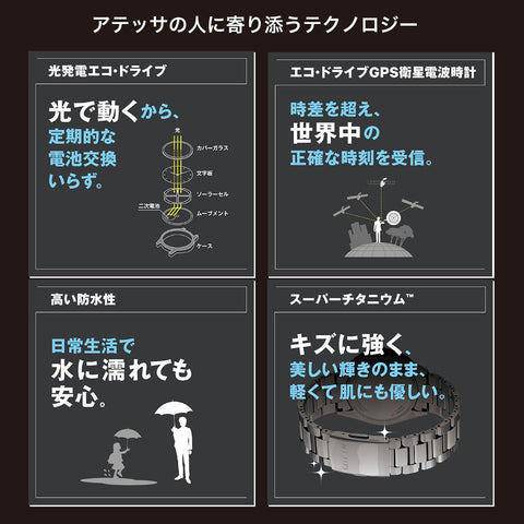 Citizen 手錶 ATTESA 陶瓷八角形錶圈 光動能 GPS 衛星電波手錶, 3.黑色・深藍色(限定), 手鍊類型