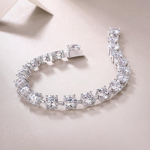 FANCIME Moissanite Women's Tennis Bracelet, Width 0.16 inch (3 mm), 0.2 inch (4 mm), 0.2 inch (5 mm), Tennis Bracelet, Sterling Silver, Gold Color, Silver, Reward, Christmas, Birthday, Anniversary