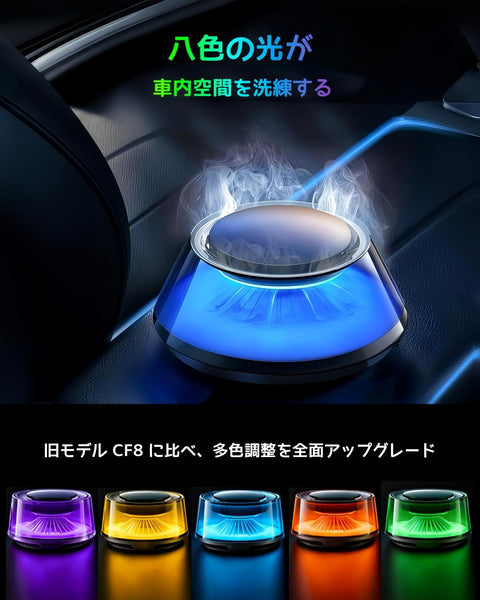 【2026年新登場・8色氛圍燈・3支精油】FLIRVA 車用香薰劑 充電式香薰擴散器【4D同步香氣體驗・自動開/關】白麝香系 富士 & 櫻花 & 寒檀 9個精油附贈 擺件 擺件裝飾品 PRO 品質飾板 男女雕塑 10 月 30 月 3030 顆裝飾頭。