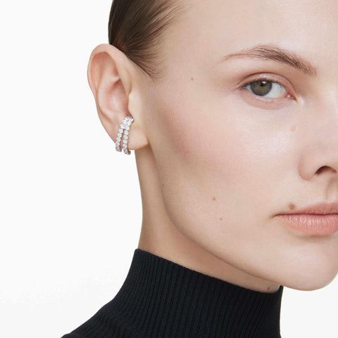 [Official] [Swarovski] Matrix Ear Cuff, Round Cut, White, Rhodium Plating, Crystal, No Gemstone