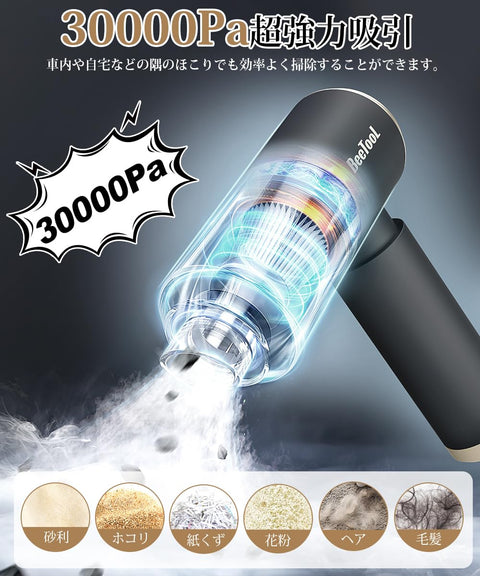 【新登場】ハンディクリーナー 多機能 車用掃除機 コードレス 25000Pa 強力吸引力 BeeTool【吹き飛ぶ/吸い込む/空気入れ/空気抜き】ハンディ掃除機 パワフル 長時間稼働 超軽量0.36kg 乾湿両用 USB充電式 メーカー保証付 人気 業務用/車用清掃/家具/家庭用 日本語説明書付 ZX-106