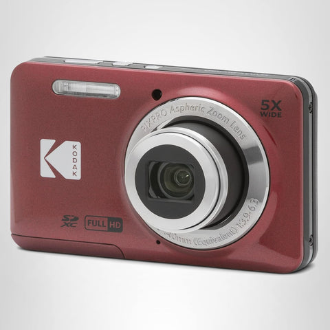 KODAK PIXPRO Easy to Use Zoom FZ55-RD 16MP Digital Camera, 5x Optical Zoom, Wide Angle, 28mm 2.7-inch LCD Screen (Red)