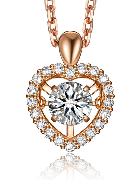MomentWish Women's Moissanite Necklace, Dancing Stone, Pendant, Silver Necklace, Popular Brand, Chain, Birthday, Anniversary, Gift (Length 15.7 inches (40 cm) + Adjuster 2.0 inches (5 cm), Comes with