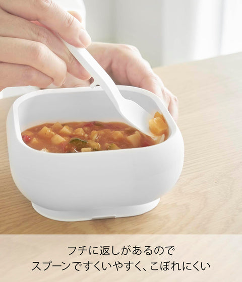 Yamazaki 10047 Silicone Baby Food Bowl with Suction Cups, White, W 4.3 x 4.3 x H 2.3 inches (11 x 11 x 5.8 cm), Tower Tower, Dishwasher, Microwave, Freezer Safe, Won't Turn Invert, Easy to Scoop
