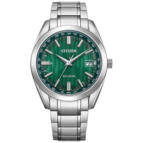 Citizen CB0261-53W Men's Watch, Photovoltaic, Eco-Drive, Waterproof, Green, Silver, Silver, Bracelet Type