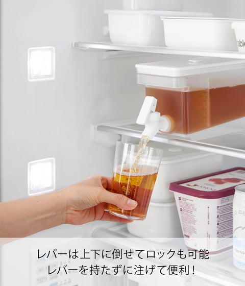 Yamazaki 1584 Refrigerator Drink Server, 0.3 gal (1.8 L), White, W 3.9 x D 12.4 x H 4.9 inches (10 x 31.5 x 12.5 cm) (including faucet/valve), Tower, Dishwasher Safe, Cold Water Bottle, Barley Tea Pot