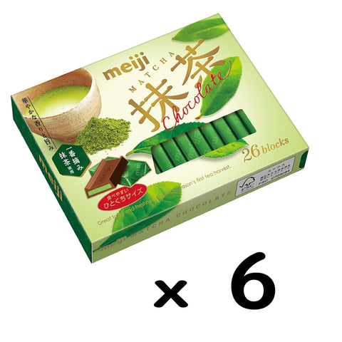 Meiji Matcha Chocolate Box, 26 Sheets x 6 Boxes