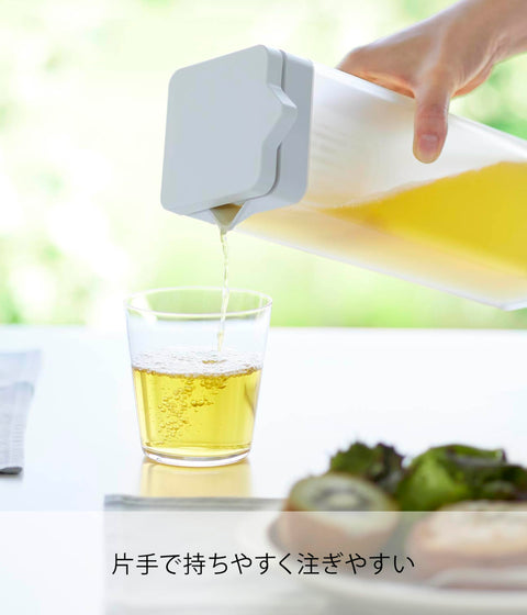 山崎實業 可倒置放 冷水壺 帶茶包 白色 W8.5×D10×H27.2cm 塔式 tower 1.2L 可用洗碗機清洗 大麥茶壺 1749