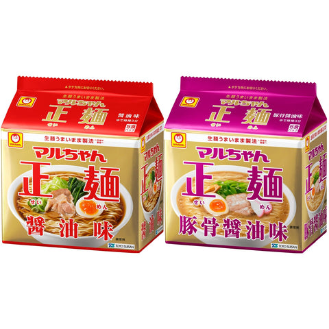 Maruchan Seimen Assorted Soy Sauce Pork Bone Soy Sauce (1 Bag, 5 Servings x 2 Types, Total of 10 Pieces, Ramen Bag Noodles), Instant Noodles (Non-fried Noodles, Soy Sauce, Pork Bone Soy Sauce), Buy