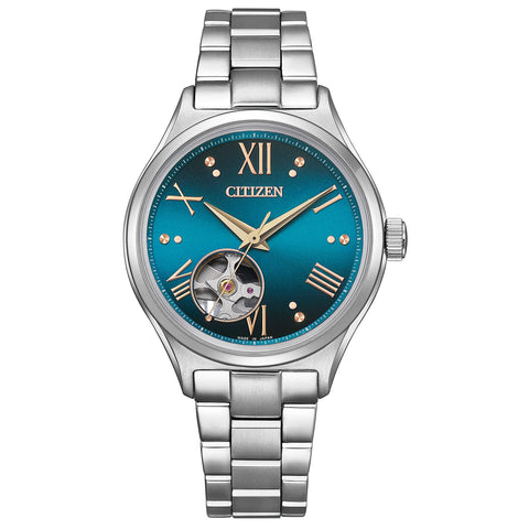 [CITIZEN] 腕時計 CITIZEN COLLECTION 金碧珠 限定モデル 機械式腕時計 オープンハート シースルーバック 10気圧防水 PC1010-52L レディース