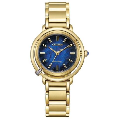 Citizen EM1099-57L Wristwatch, Limited Model, Waterproof, Diamonds, Eco-Drive, ARCLY Collection, Blue, Gold, Blue, Solar, Women's Gold