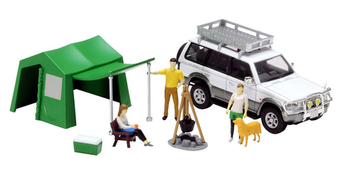 Geocore 64 1/64 #Car Snap 01a Camping (TLV-NEO Mitsubishi Pajero Midroof Wide VR Exclusive Color Included) Accessories & Complete Mini Car Set