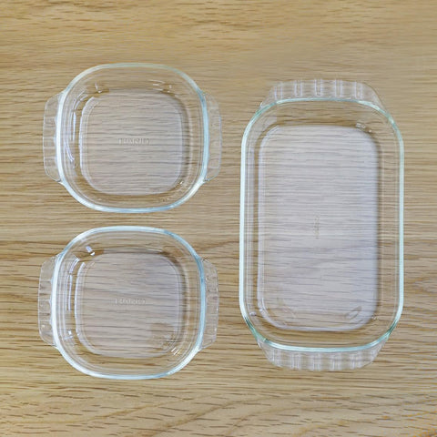 HARIO HTZ-2808 Heat-resistant Glass Toaster Dishes, Set of 3, Made in Japan