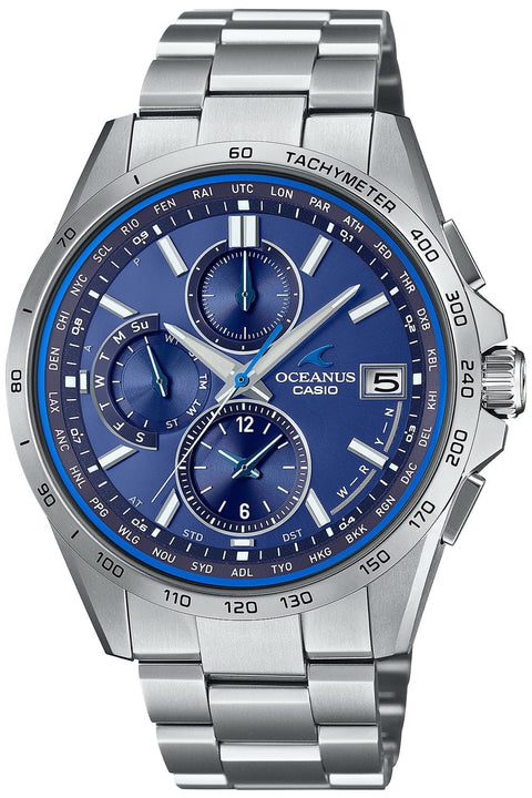 Casio OCW-T2600 Tachymeter Watch Oceanus, blue, Titanium Band