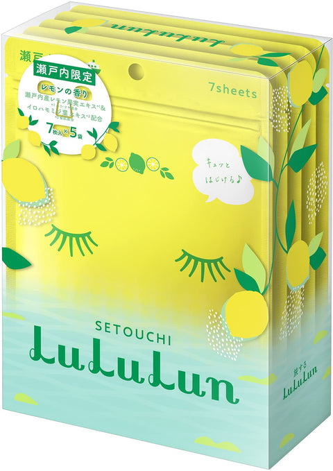 Face Mask Pack, Lululun Setouchi Lulun (Lemon Scented), 7 Sheets x 5 Bags