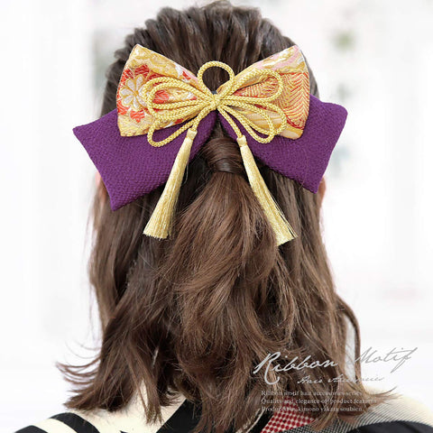 Soubien Graduation Ceremony Hair Ornament, Ribbon, Hakama, Crepe, Japanese Pattern, Tassel String Decoration, Kinuki, Coming-of-Age Ceremony, Furisode