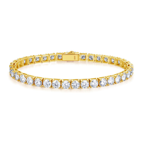 FANCIME Moissanite Women's Tennis Bracelet, Width 0.16 inch (3 mm), 0.2 inch (4 mm), 0.2 inch (5 mm), Tennis Bracelet, Sterling Silver, Gold Color, Silver, Reward, Christmas, Birthday, Anniversary