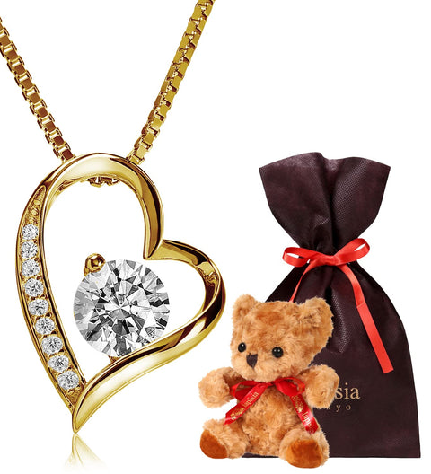 Swarovski Open Heart Necklace Women's Gift Set, Made in Japan, Silver, Cubic Zirconia