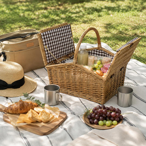 Captain Stag Outdoor Picnic Basket with Lid Oval Trunk House