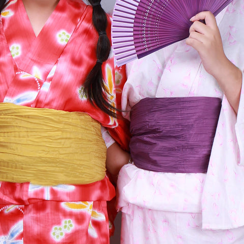 TOuWA Crinkled Waist Belt for Kids, Girls, Girls, Solid Color, Yukata
