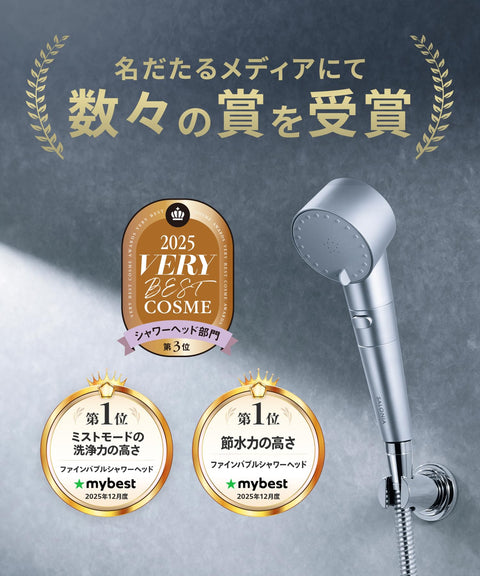 SALONIA サロニア シャワーヘッド ファインバブルクリア マイクロナノバブル 節水 高水圧 塩素除去カートリッジ + 重炭酸タブレット付き ホワイト
